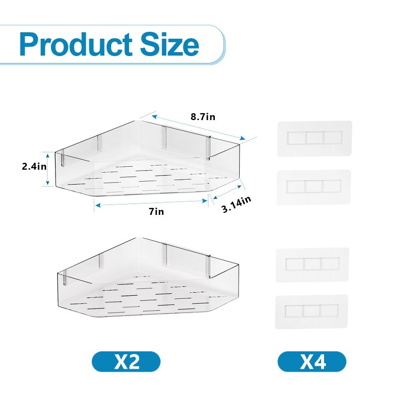 Natheeph Bath Toy Organizer 2-Pack - Clear Large Capacity Bath Toy Storage Holder with Quick-Dry Holes, Space-Saving Corner Shower Caddy for Bathroom & Kitchen - Image 3
